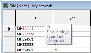 Example of tooltips on grid column headers
