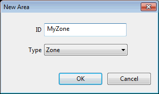 Create NewArea dialog