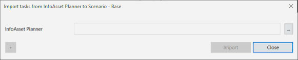 Import Tasks From InfoAsset Planner dialog (expanded)