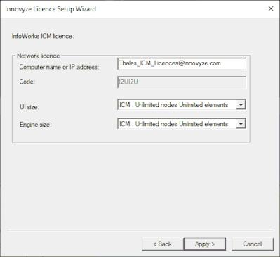 Licence Setup Wizard - Settings page