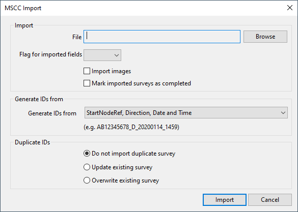 MSCC XML Import Dialog
