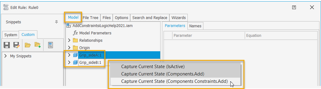 Create a Rule to Add Constraint(s) Directly to Faces and Edges