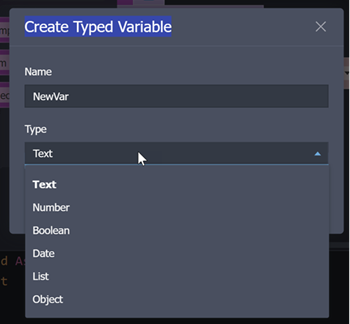 Variables Codeblocks Reference