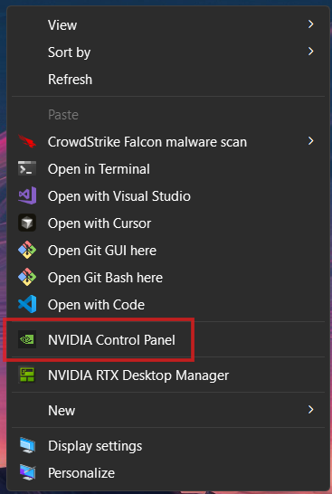 Open Nvidia Panel from desktop