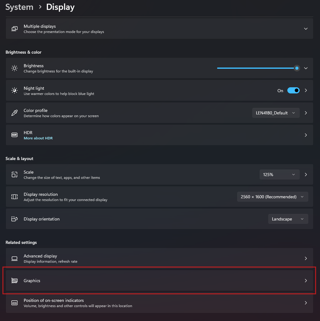 Display settings