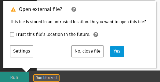 Warning dialog for Dynamo