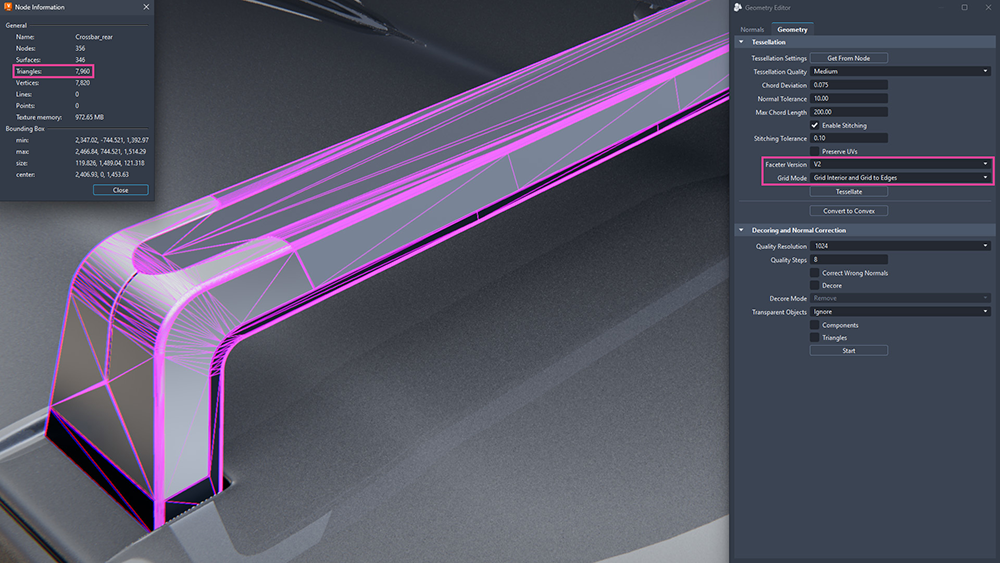 VRED Faceter V2 Grid Interior and Grid to Edges