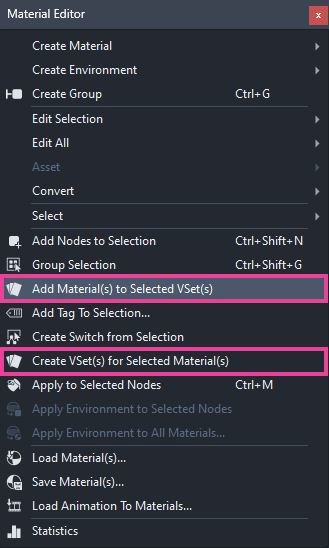 Material Editor Context Menu
