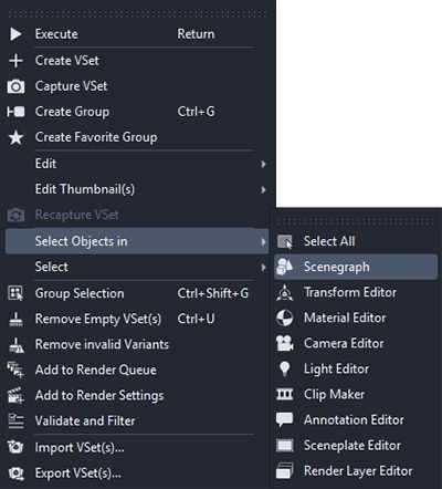 Variant Sets Context Menu