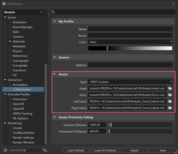 avatar in the preferences window