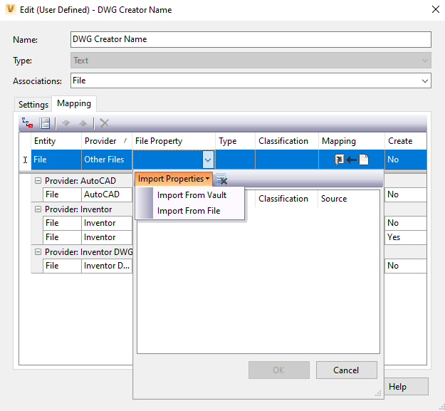 property mapping tab