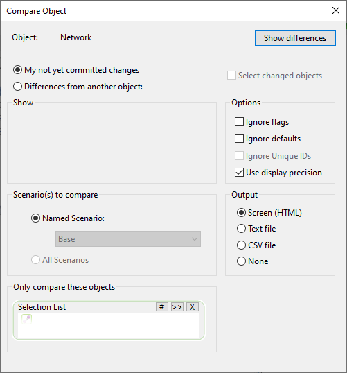 Compare Object dialog