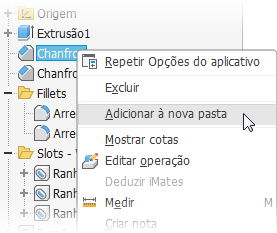 Pasta do Navegador de peças