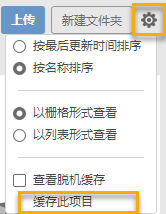 数据面板设置缓存项目