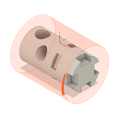 选择了短型 6 mm 孔 - 前视图