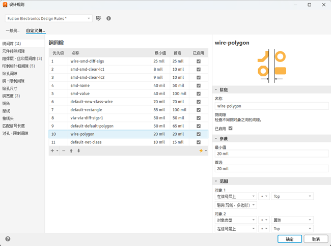 “设计规则”对话框