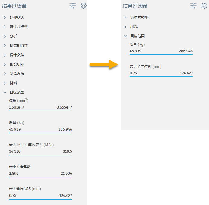 结果过滤器 - 比较