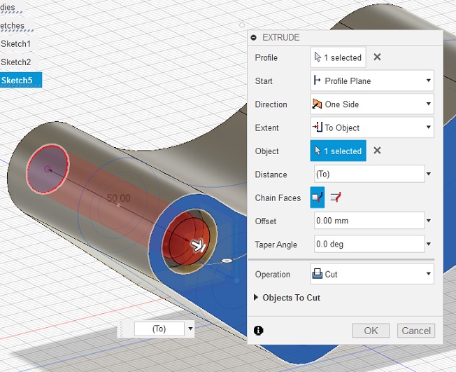 使切割穿过模型宽度