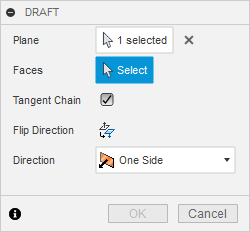 “拔模”对话框