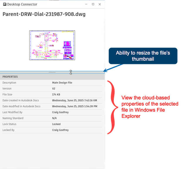 顯示檔案性質和縮圖的資料面板