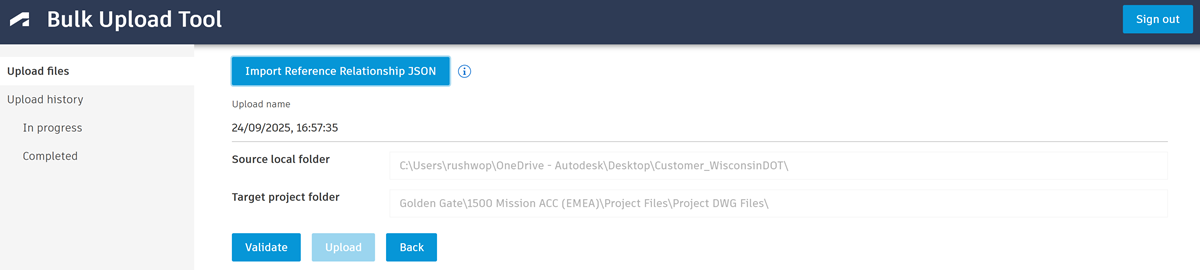 將 JSON 檔案匯入至 Bulk Upload Tool