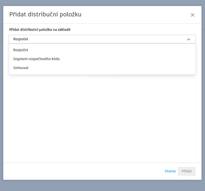 Možnosti okna distribuce