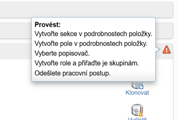 ikona upozornění zobrazující seznam úkolů