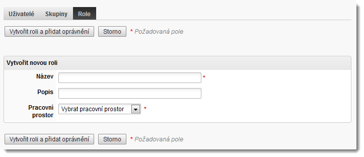 Přidání nové role