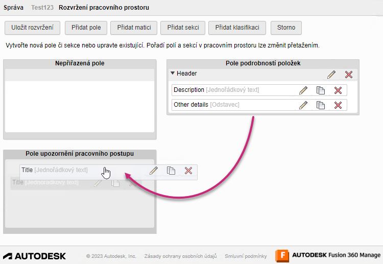 Přidání oznámení