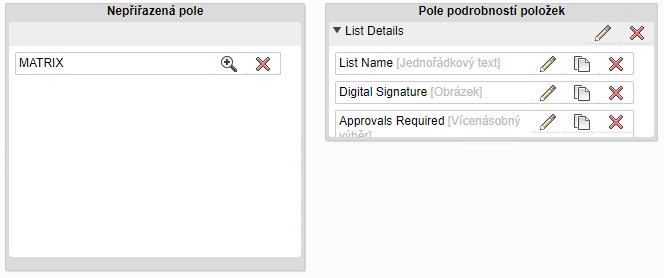 Přidání polí tabulky