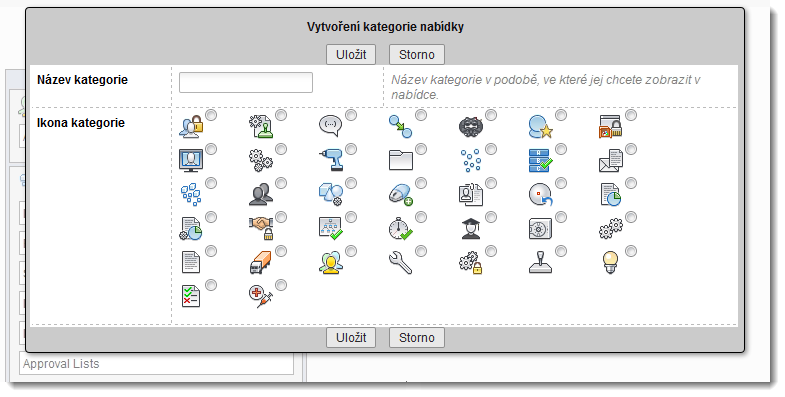 Vytvoření kategorie nabídky