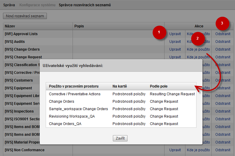 Správce rozevíracích seznamů