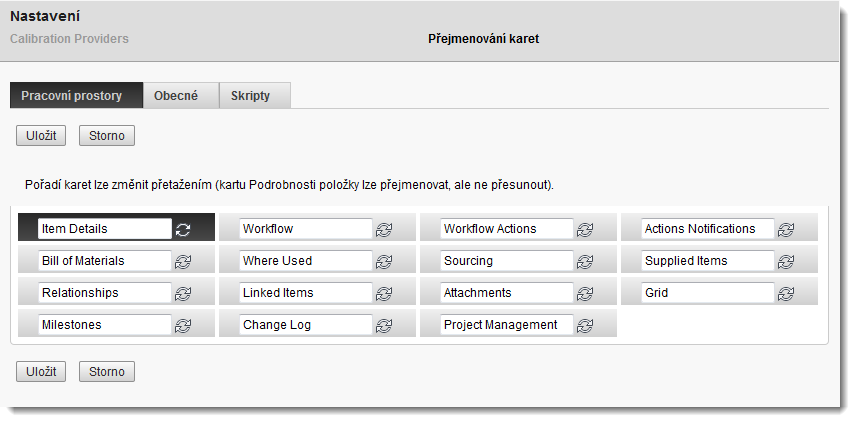 Přizpůsobení karet v pracovním prostoru