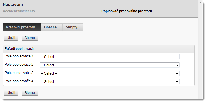Nastavení polí popisovače