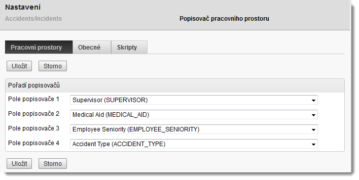 Příklad vyplnění polí popisovače