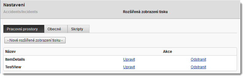 Nastavení rozšířených zobrazení tisku