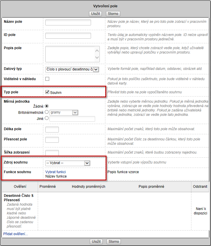 Vytvoření odvozeného (souhrnného) pole