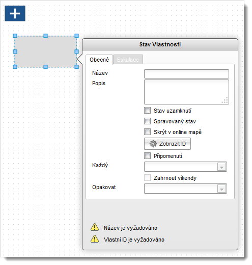 Nabídka Vlastnosti stavu
