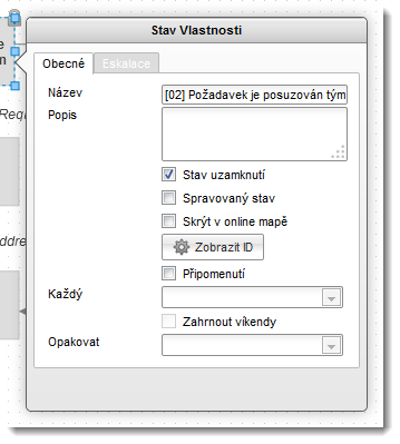 Vlastnosti stavu pracovního postupu
