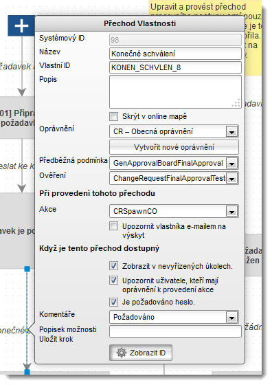 Úpravy vlastností přechodu