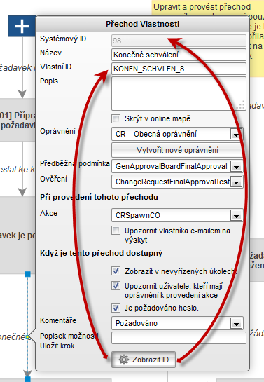 Zobrazení ID přechodů