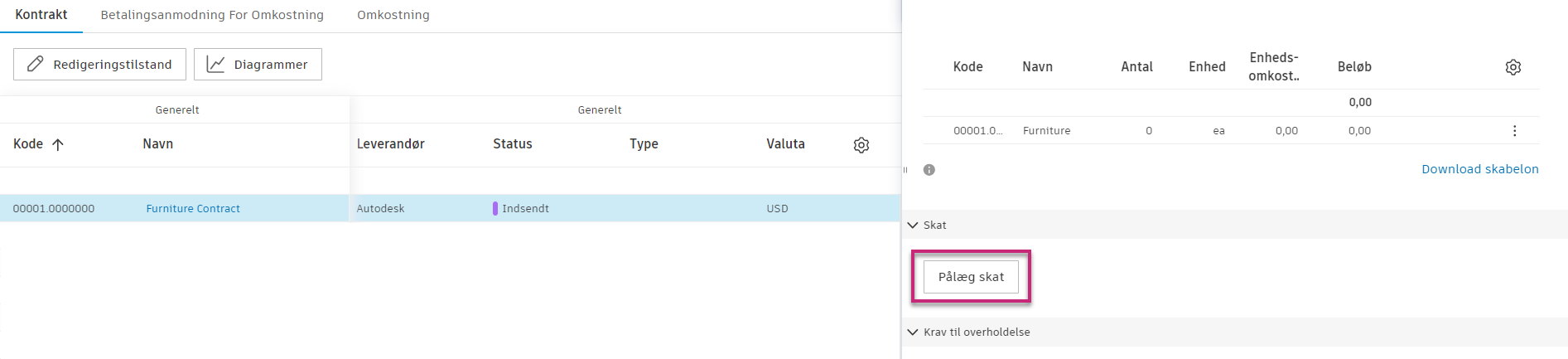 Detaljepanelet for Pålæg skat
