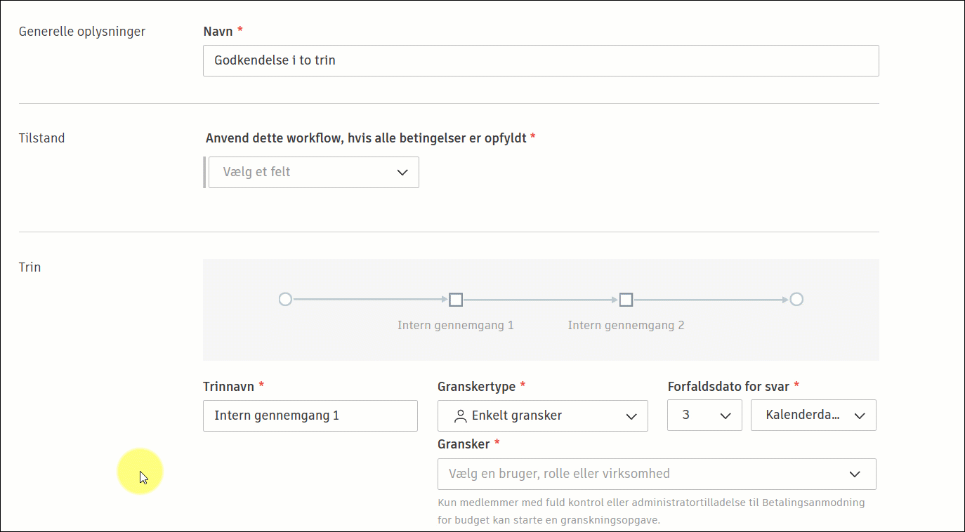 Eksempel på godkendelsesbetingelser