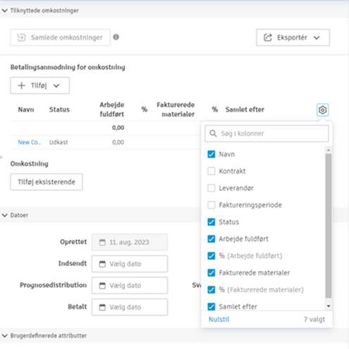 Tilknyttede omkostninger