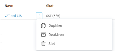 Omkostninger – momsformel i menuen Mere