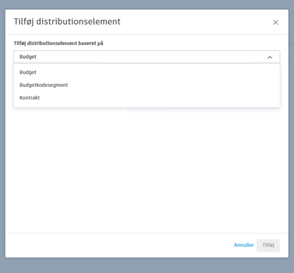 Valgmuligheder i distributionsvinduet