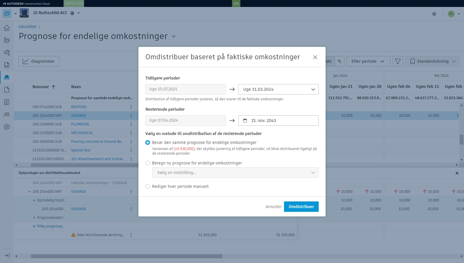 Valgmuligheder for prognosejustering