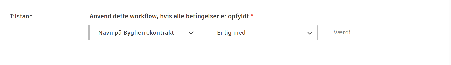 Konfiguration af betingelse for bygherrekontrakt