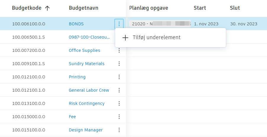 Grænsefladen til administration af sammenkædede elementer