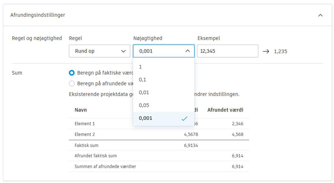 Indstilling af nøjagtighed